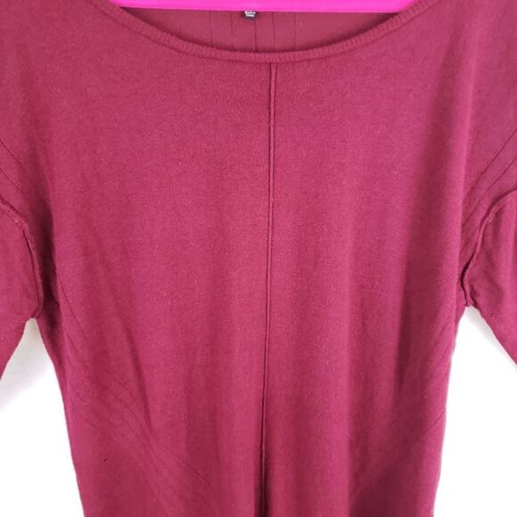 Leighton Burgundy Sweater Oversized Baggy Side Slits Scoop Neck Soft Size Large - Picture 9 of 11